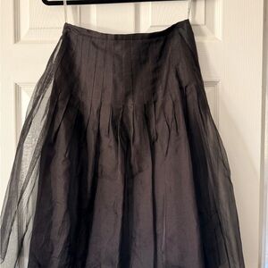 Elegant Black Pleated Skirt 100% Silk